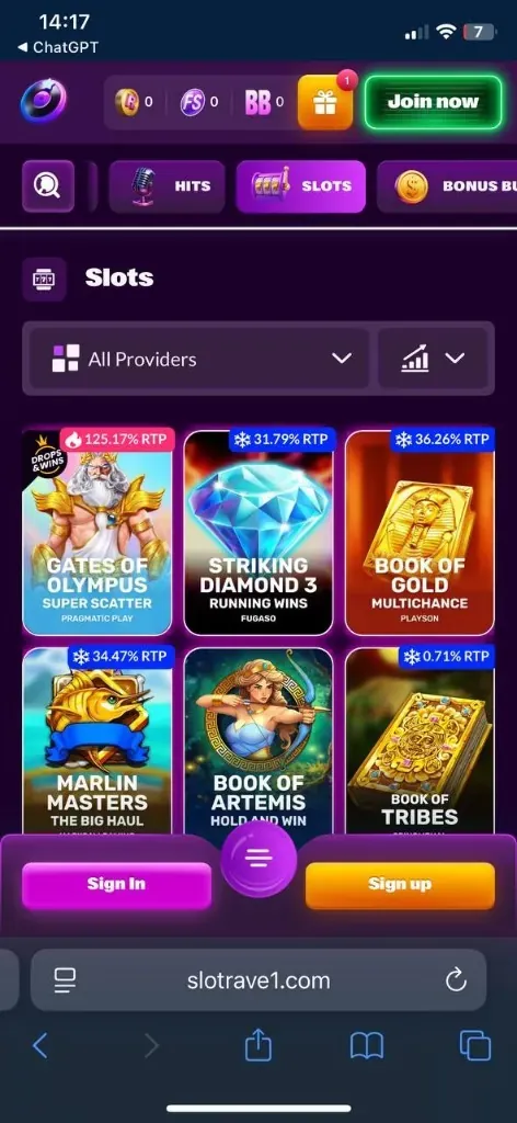 Slotrave mobil slot lobby